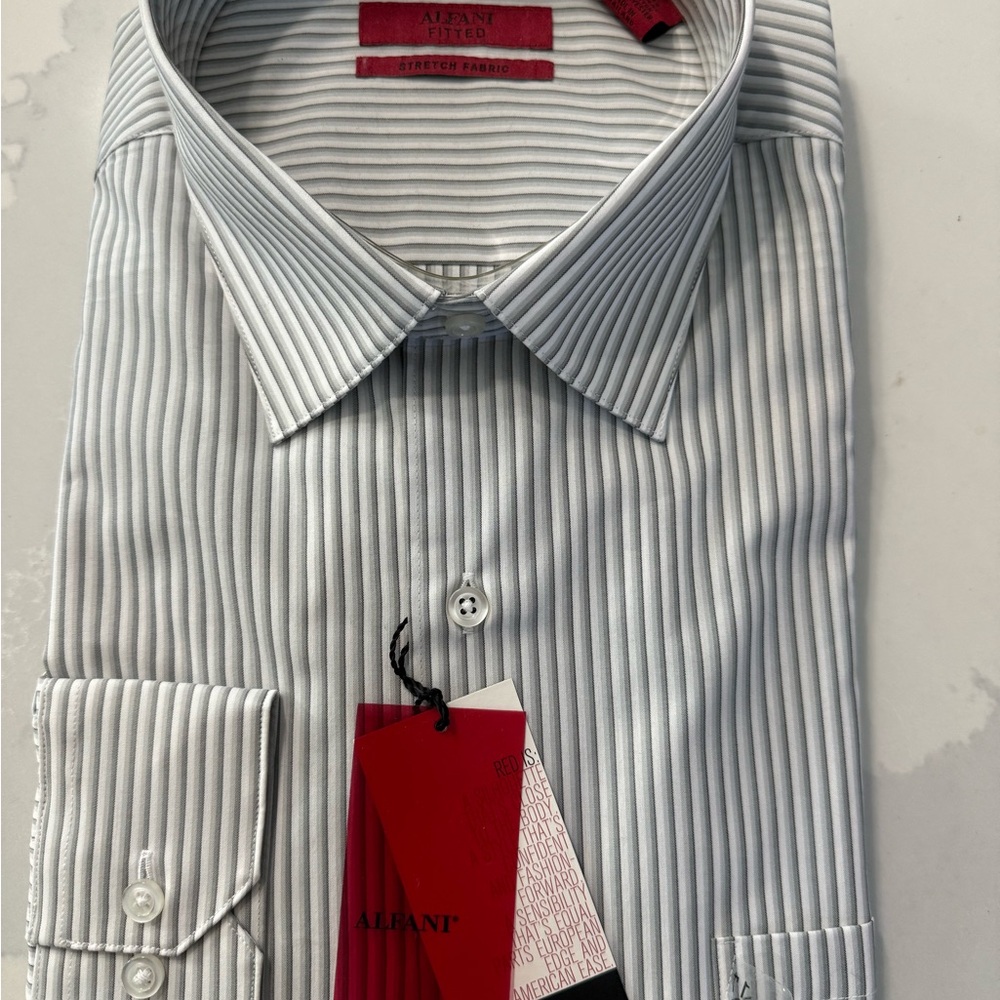 Alfani Men's Silver Striped Dress Shirt